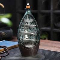 2019 New Arrival Mountain River Backflow Incense Burner Ceramic Incense Holder Incense Censer for Creative Home Decoration