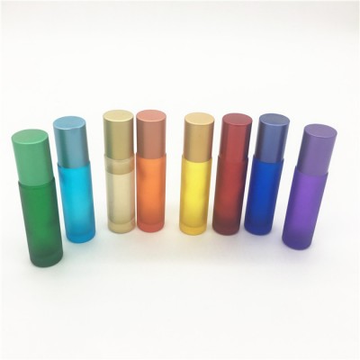 10ml Thick Glass Roll On Essential Oil Empty Perfume Bottles with Metal / Glass Roller Ball Travel Use Refillable Bottle