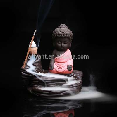 Home Decor Christmas Gift The Lovely Little Monk Small Buddha Incense Censer Backflow Incense Burner for Home Office Teahouse