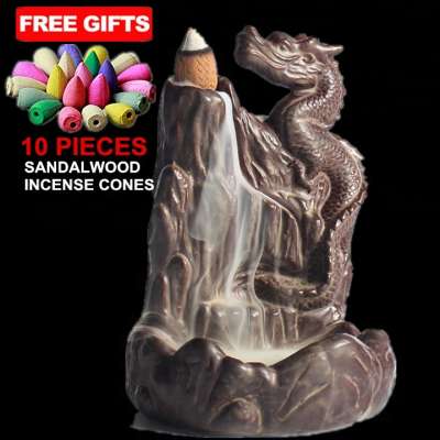 Ceramic Smoke Backflow Cone Stick Incense Burners Creative Dragon Incense Holders Home Decoration Free 20pcs Incenses