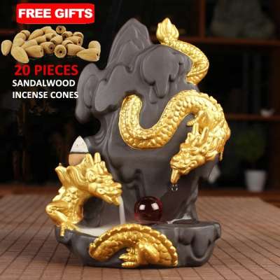 2018 Newest Ceramic Incense Burners Dragon Shaped Smoke Backflow Incense Censer Stick Holder For Creative Home Decor