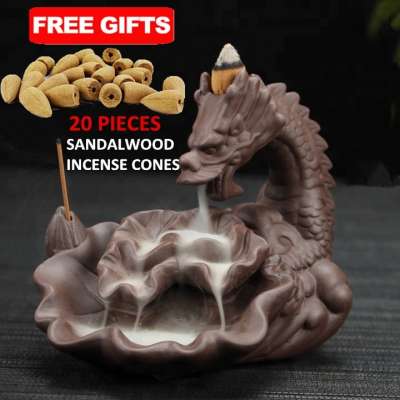 2018 Newest Dragon Incense Burners Smoke Backflow Incense Censer Stick Holder Mini Office Desk Home Decor Teahouse Ornament