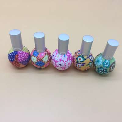 10ml /15ml Round shape Polymer Clay Glass Bottle with assorted Color Spray perfume bottle flower design